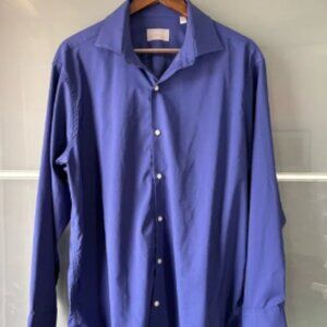 Perry Ellis Portfolio Shirt Mens 17 32 33 Blue Long Sleeve Tech Slim